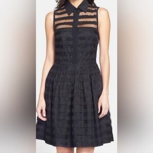 Trina Turk striped mesh sleeveless dress black, size 6